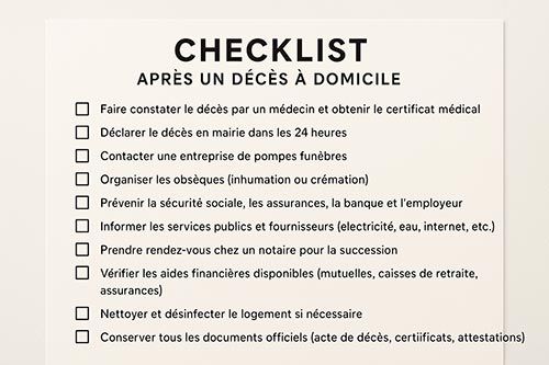 Checklist : les étapes administratives et pratiques à suivre après un décès